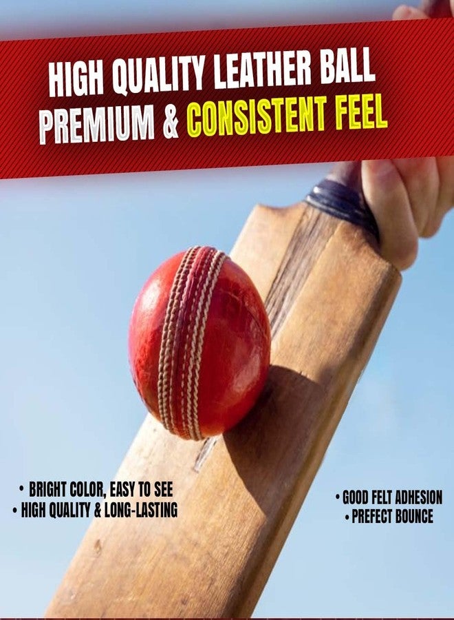 بوكسو كرة كريكيت حمراء من بوكسو للتدريب والبطولات ولعب الكريكيت على العشب | كرة مخيطة يدويًا للتدريب الداخلي والخارجي، عبوة من كرة واحدة (مجموعة من 4 كرات) - Image 4