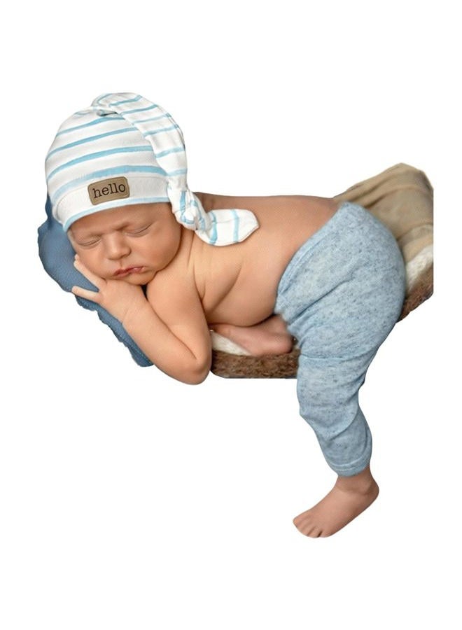 Vedory Fashion Newborn Boys Girls Baby Photo Shoot Props Outfits Crochet Clothes Long Tail Hat Pants Photography Props (GrayA) - Image 1