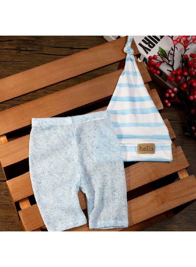 Vedory Fashion Newborn Boys Girls Baby Photo Shoot Props Outfits Crochet Clothes Long Tail Hat Pants Photography Props (GrayA) - Image 4