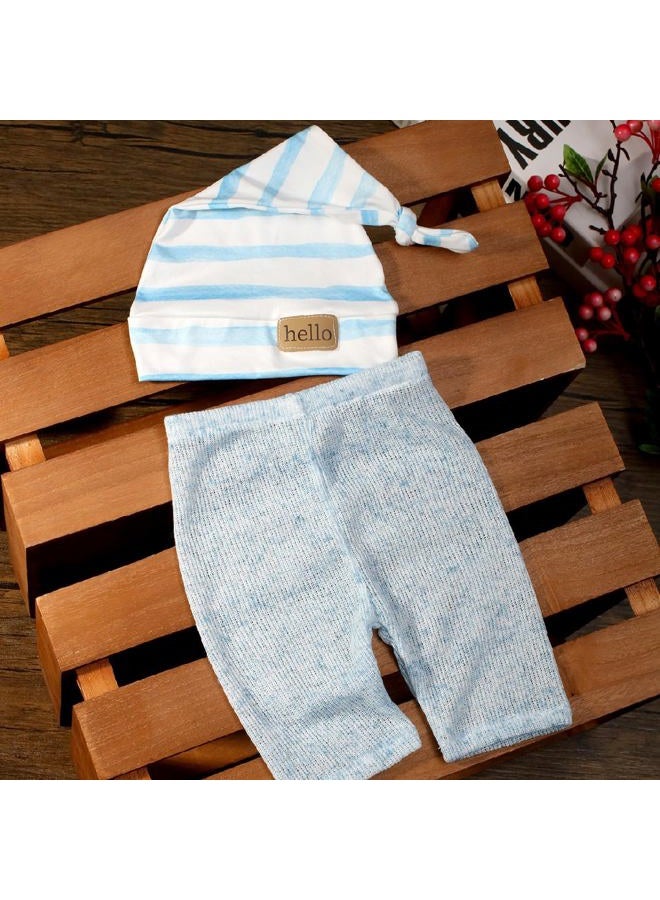 Vedory Fashion Newborn Boys Girls Baby Photo Shoot Props Outfits Crochet Clothes Long Tail Hat Pants Photography Props (GrayA) - Image 3