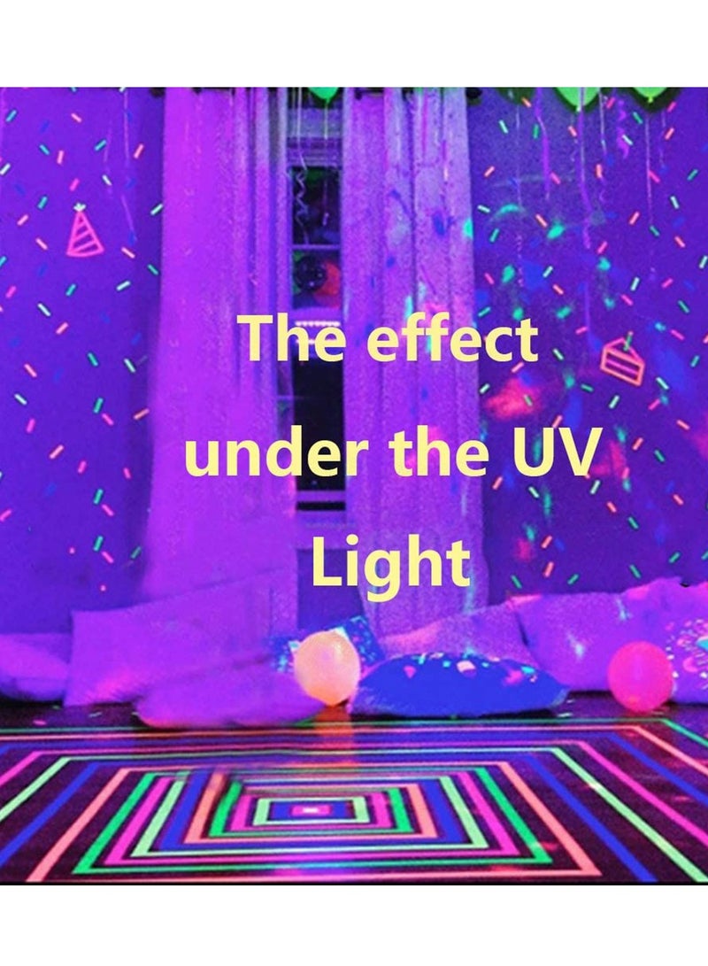 Barakah شريط سبايك متفاعل مع الضوء الأسود UV، شريط لاصق فلوريسنت قابل للمسح الجاف نيون للحفلات، شريط فنون لوحات بيضاء، زينة حرفية للأقمشة والأرضيات والمراحل (6 عبوات) - Image 2