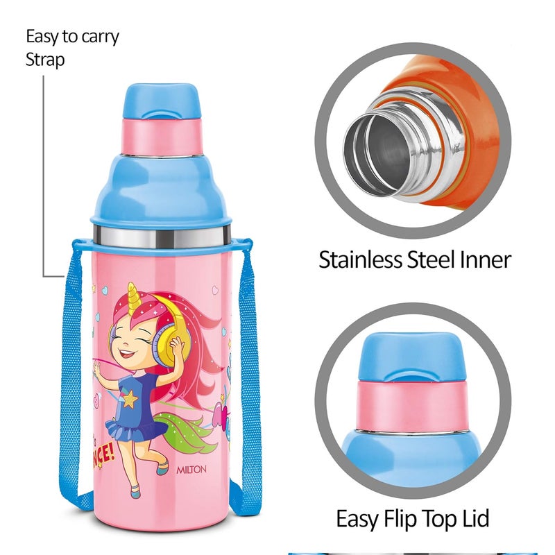 Milton Milton Kool Stunner 400 Kids Plastic Insulated Water Bottle with Straw, 404 ml, Sipper Bottle, Leak Proof, BPA Free, Food Grade, School & Picnic Bottle, Pink - Image 3
