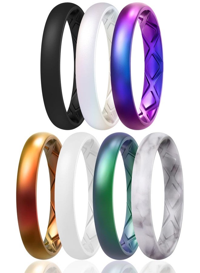 Egnaro Inner Arc Ergonomic Breathable Design- Silicone Rings for Women with half sizes- Women's Silicone Wedding Band，5.5mm Wide-2mm Thick - Image 1