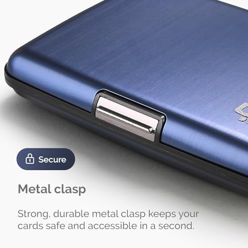 ÖGON -DESIGNS- Aluminum card holder with metal lock, RFID protection against fraud and demagnetization, compact wallet, Smart Case STOCKHOLM model (Aluminum Navy Blue) - Image 5