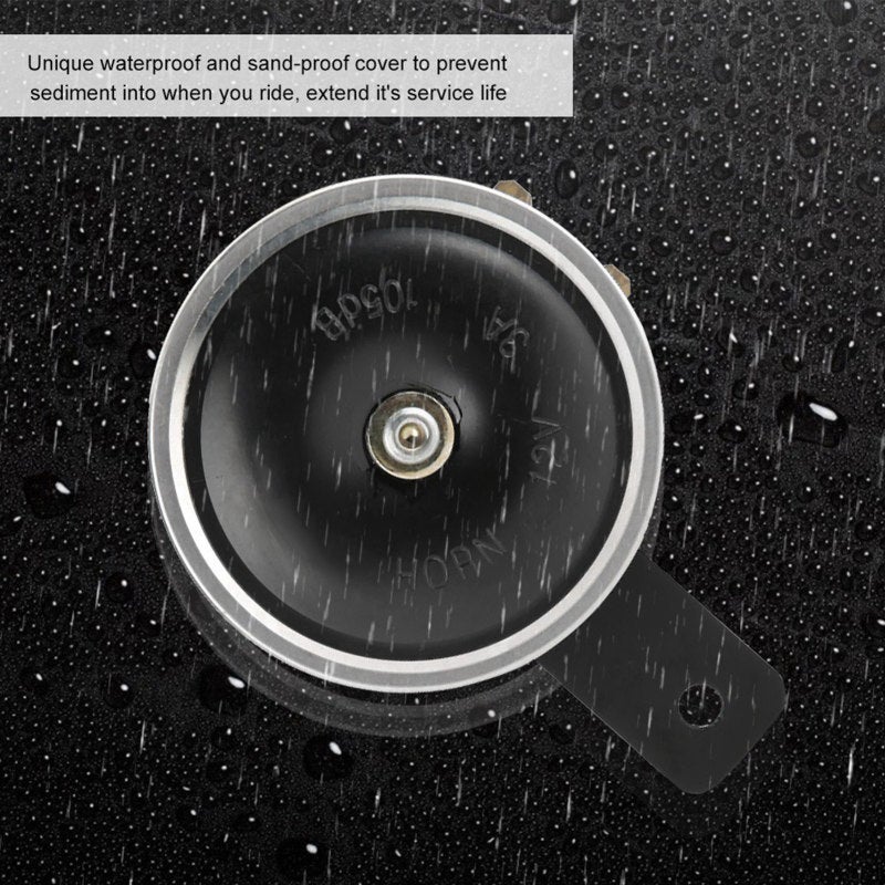 12V Vehicle Horn Full Metal Shell 110DB Loud Clear Sound - Pure Copper Terminal Waterproof Sand-Proof Universal Car Horn for 12V Motorbikes ATVs Dirt Bikes Auto Cars - Image 2