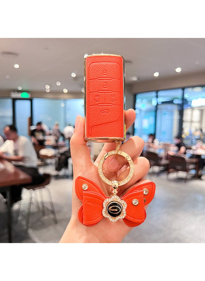 Generic - For GAC Chuanqi GS8 Shadow Leopard GS4PLUS/GS3/M6/M8/Gm6/GA8 Car Key Cover High-grade Shell-Color:Trumpchi D Type [jade White] Single Shell + Gold Diamond Label + Hair Ribbon - Image 1