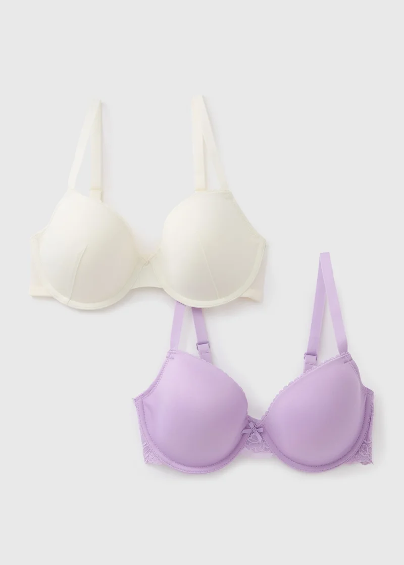Matalan 2 Pack Lilac & Cream T-Shirt Bra