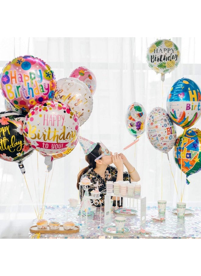 توي إكس إي - بالونات عيد ميلاد سعيد من TOYXE دائرية من رقائق الألومنيوم بتصميم متنوع، عبوة من 10 قطع - Image 1