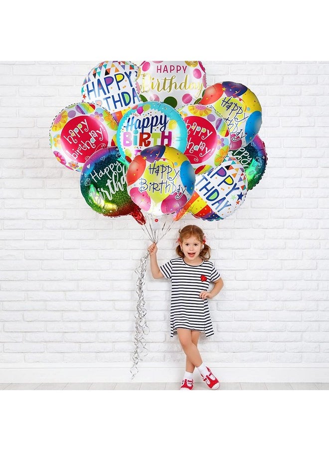 توي إكس إي - بالونات عيد ميلاد سعيد من TOYXE دائرية من رقائق الألومنيوم بتصميم متنوع، عبوة من 10 قطع - Image 1