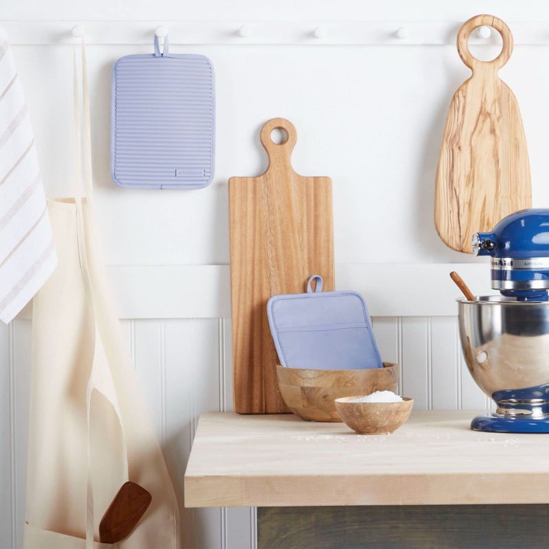 KitchenAid Ribbed Soft Silicone Pot Holder 2-Pack Set  Lavender Cream Purple  7""x9"" - Image 1