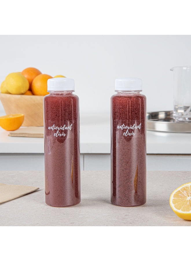 Restaurantware 1.9 x 1 Inch Antioxidant Elixir Juice Bottle Labels, 100 Self-Adhesive Labels For Bottles - Resists Condensation, For Drink Pouches, Clear With White Font Plastic Water-Resistant Labels - Image 3