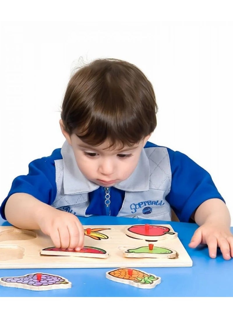 لعبة بازل خشبية تعليمية بمقبض يد – لتعليم الفواكه للأطفال في مرحلة ما قبل المدرسة - Image 2