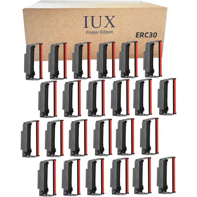 ERC30 Black and Red Ribbon Compatible with ERC30/34/38 Cartridges ERC38 B/R, for TM-U220,M188B,BTP-M300, ERC 30 Printer Ribbons, Pack of 24