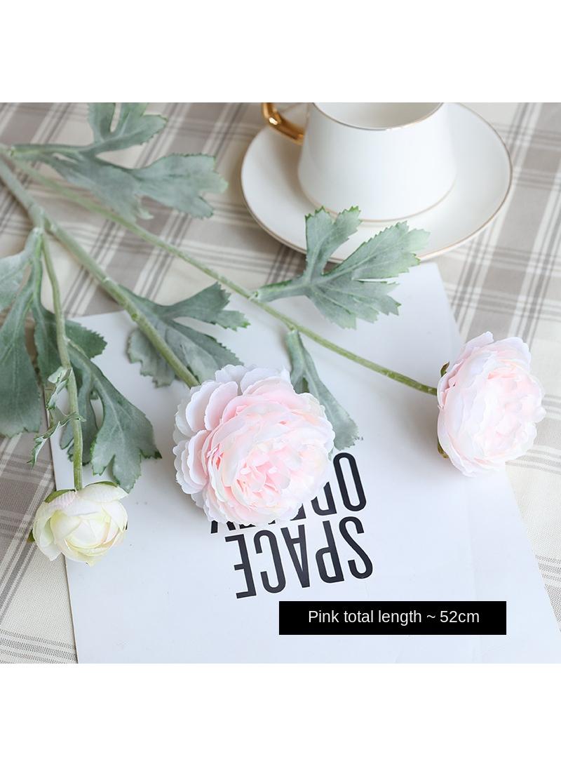 Generic 5-Pieces Artificial flower simulation dew lotus 3 head home decoration plants pink  - Image 1