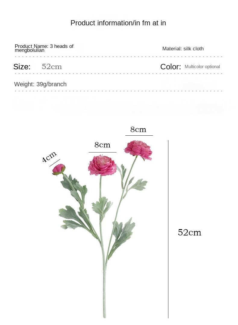 Generic 5-Pieces Artificial flower simulation dew lotus 3 head home decoration plants pink  - Image 5