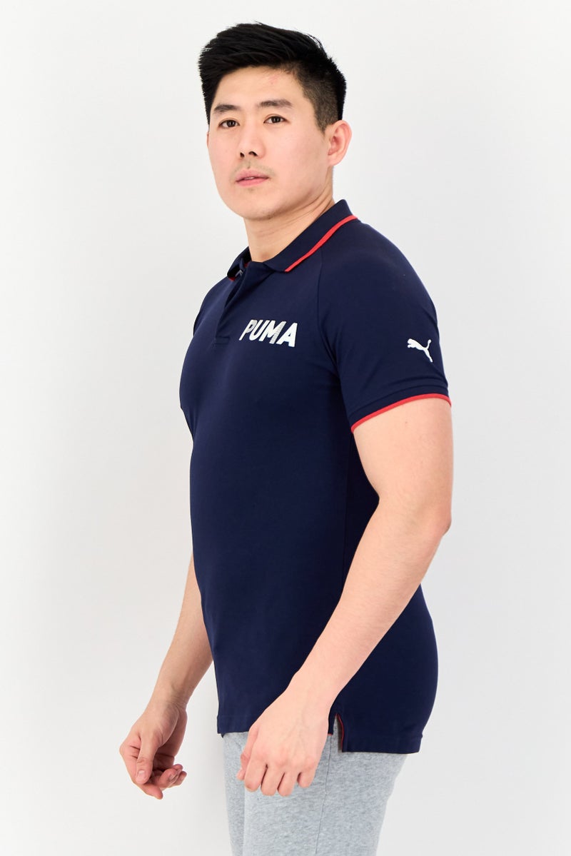 PUMA Men Slim Fit Short Sleeves Outdoor Polo Shirt, Navy - Image 3