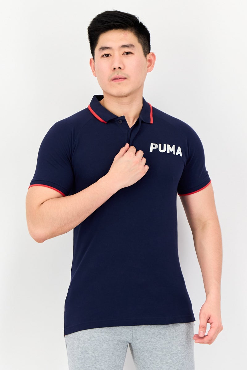 PUMA Men Slim Fit Short Sleeves Outdoor Polo Shirt, Navy - Image 1