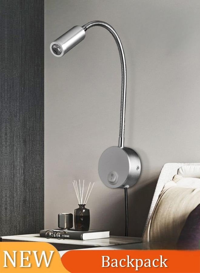 LED bedside reading wall light with 3 plugs and switches, suitable for bedrooms, offices, workbenches, and studios - Image 1