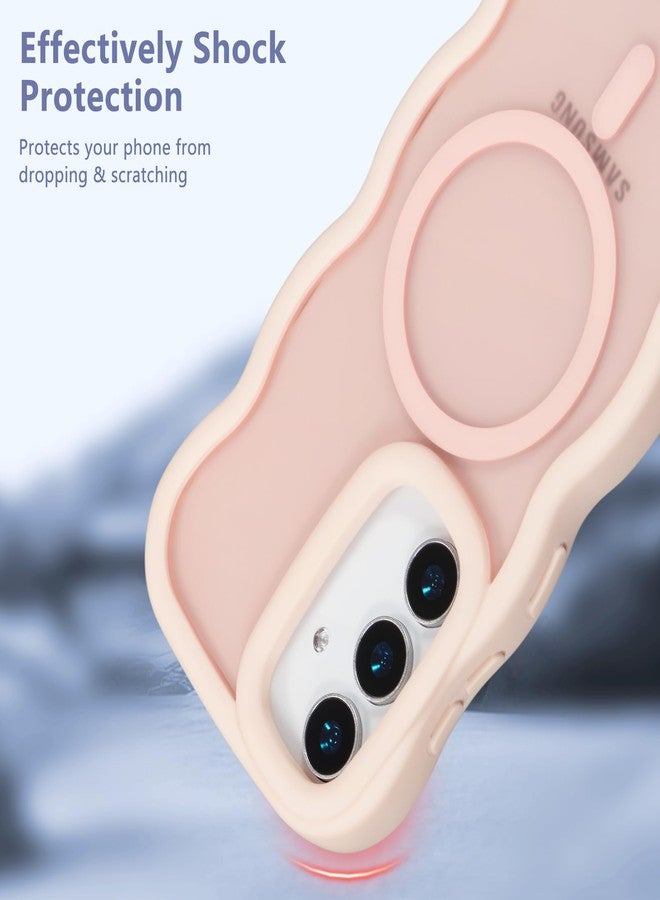 RALEAVO جراب مغناطيسي من RALEAVO لهاتف سامسونج جالاكسي S25/S24، متوافق مع Magsafe، جراب أنيق بتصميم مموج، غطاء واقٍ رفيع مقاوم للصدمات مصنوع من البولي كربونات الصلب غير اللامع، شفاف، غير لامع، لهاتف S25/S24 - وردي - Image 4