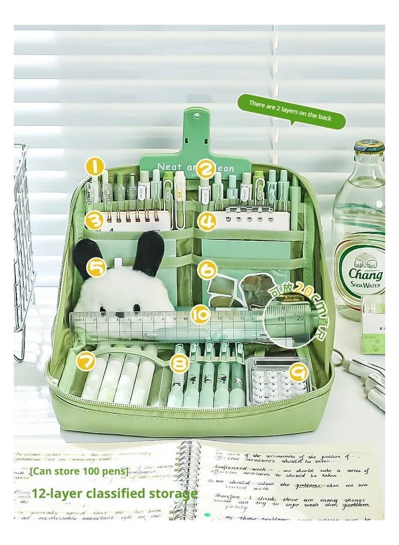 Loquat A 12 Layer Pencil Case Bag With A Large Capacity Multi Functional Ideal For Organizing Pens Sketchbooks Or Notes And Even Useful For Makeup And Hand Tools Useful For Design Black - Image 4