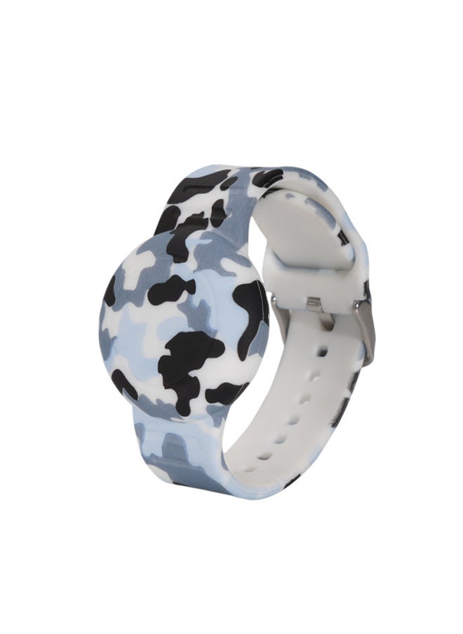 Generic - For Apple Anti-lost Airtag Children's Waterproof Conjoined Strap Locator Silicone Printed Protective Cover Leopard Print-Color:camouflage Blue - Image 1