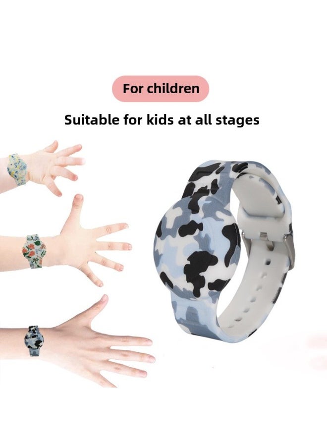 Generic - For Apple Anti-lost Airtag Children's Waterproof Conjoined Strap Locator Silicone Printed Protective Cover Leopard Print-Color:camouflage Blue - Image 1