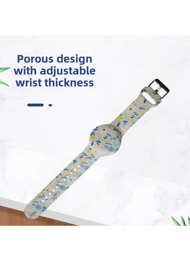 Generic - For Apple Anti-lost Airtag Children's Waterproof Conjoined Strap Locator Silicone Printed Protective Cover Leopard Print-Color:camouflage Blue - Image 1