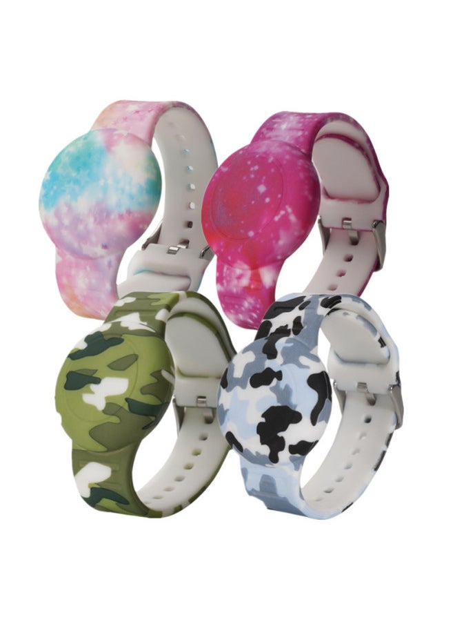 Generic - For Apple Anti-lost Airtag Children's Waterproof Conjoined Strap Locator Silicone Printed Protective Cover Leopard Print-Color:camouflage Blue - Image 1