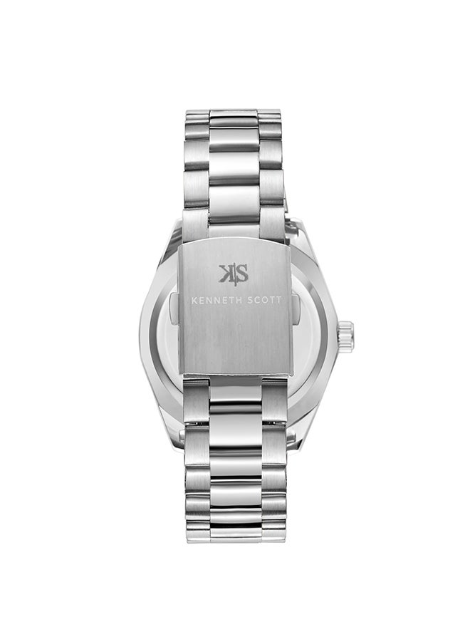 KENNETH SCOTT - Men's Analog Tonneau Shape Stainless Steel Wrist Watch K23025-SBSH - 40 Mm - Image 1