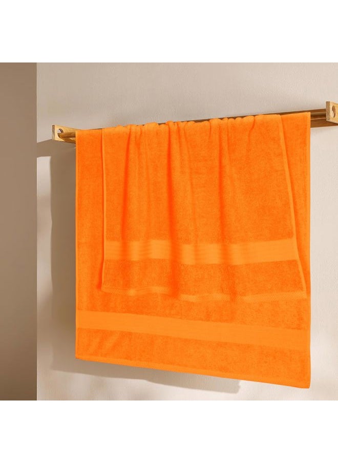 GLAMBURG - Premium Cotton 4 Pack Bath Towel Set - 100% Pure Cotton - 4 Bath Towels 27x54 - Ideal for Everyday use - Ultra Soft & Highly Absorbent - Orange - Image 1