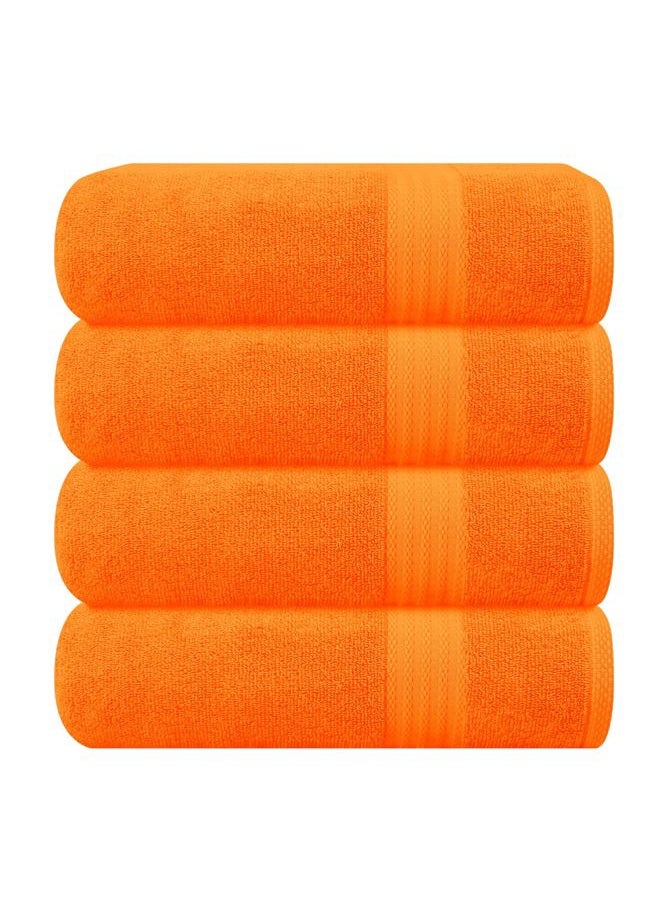 GLAMBURG - Premium Cotton 4 Pack Bath Towel Set - 100% Pure Cotton - 4 Bath Towels 27x54 - Ideal for Everyday use - Ultra Soft & Highly Absorbent - Orange - Image 1