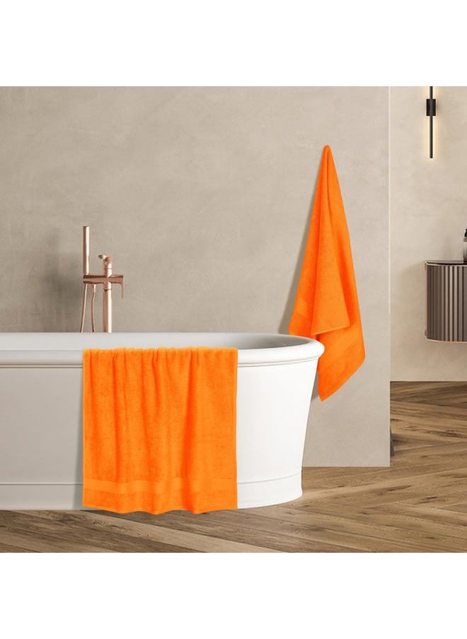 GLAMBURG - Premium Cotton 4 Pack Bath Towel Set - 100% Pure Cotton - 4 Bath Towels 27x54 - Ideal for Everyday use - Ultra Soft & Highly Absorbent - Orange - Image 1