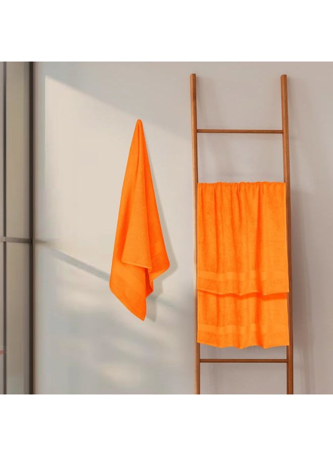 GLAMBURG - Premium Cotton 4 Pack Bath Towel Set - 100% Pure Cotton - 4 Bath Towels 27x54 - Ideal for Everyday use - Ultra Soft & Highly Absorbent - Orange - Image 1