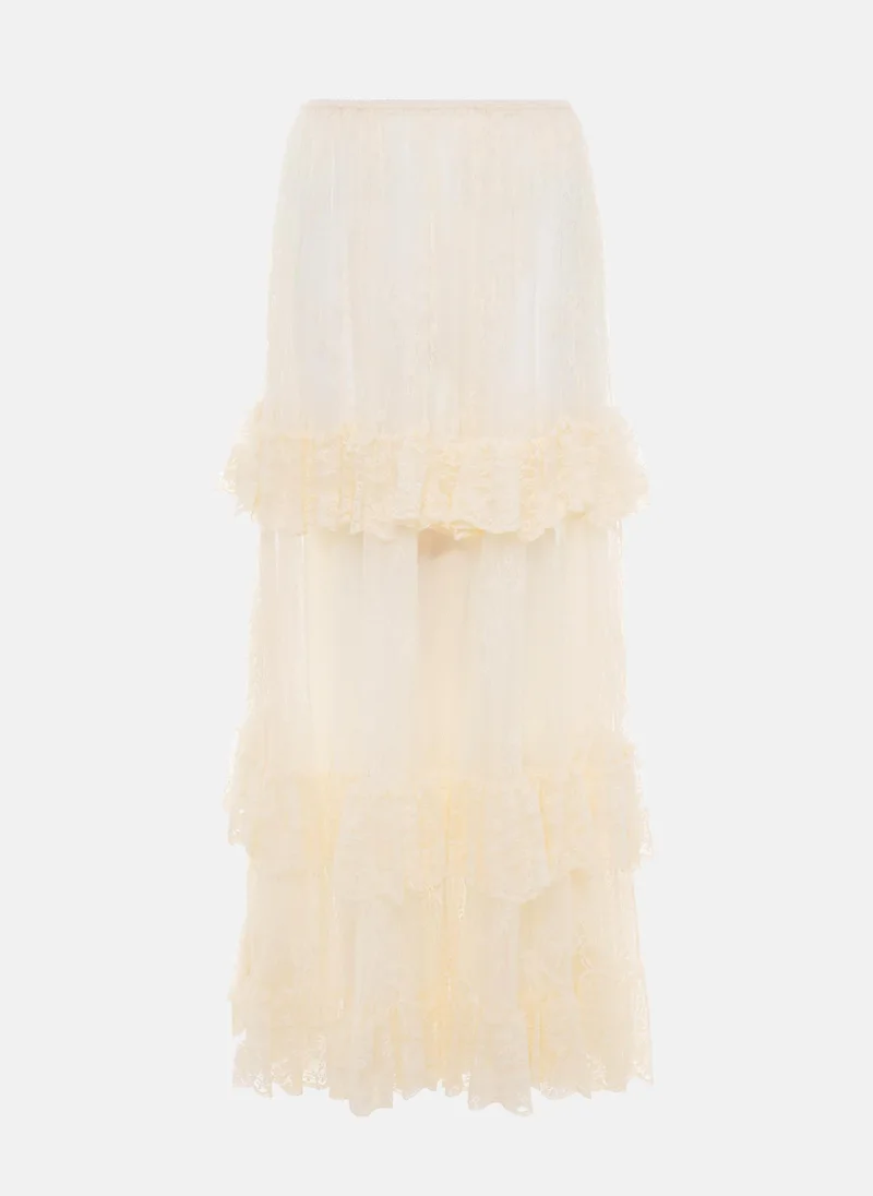 ليتشي تنورة ماكسي من الدانتيل مع كشاكش