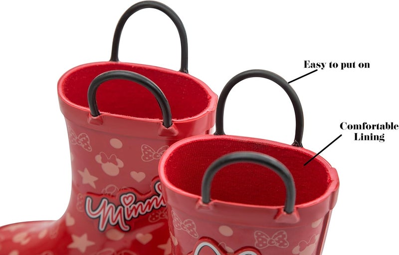Disney Minnie Mouse and Mickey Mouse Rubber Rainboots - Waterproof - Easy-on - Toddler and Little Kids Sizes - Boys, Girls - Image 3