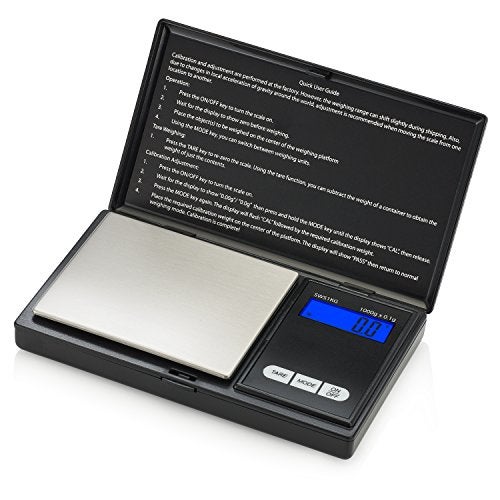 Smart Weigh Digital Pocket Gram Scale, 1000g x 0.1 Grams, Digital Gram Scale, Jewelry Scale, Food Scale, Medicine Scale, Kitchen Scale Black, Battery Included - Image 1