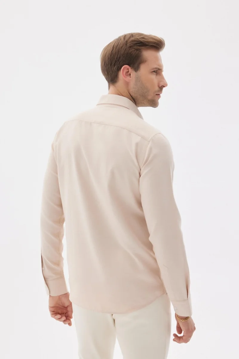 اوديلون Easy Iron Oxford Men's Beige Slim Fit Shirt MARS36