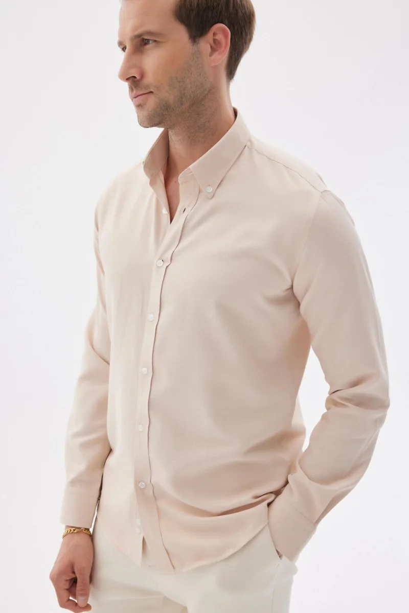 اوديلون Easy Iron Oxford Men's Beige Slim Fit Shirt MARS36
