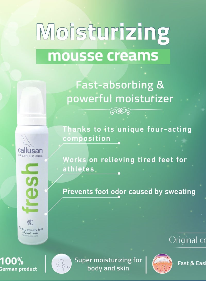 Callusan Cream Mousse Extra 125ML – Quadruple Care for Damp & Sweaty Feet | Refreshing, Moisturizing & Odor Control Formula - Image 2
