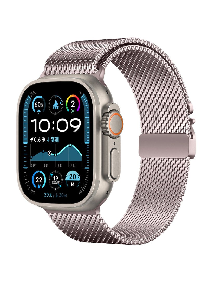 Titanium Milanese Loop Compatible with Apple Watch Bands 49mm 46mm 45mm 44mm for Men Women, Mesh Loop with Parachute-style Buckle for iWatch Ultra 2/Ultra Series 10 9 8 7 SE 2/SE 6 5 4 - Image 1