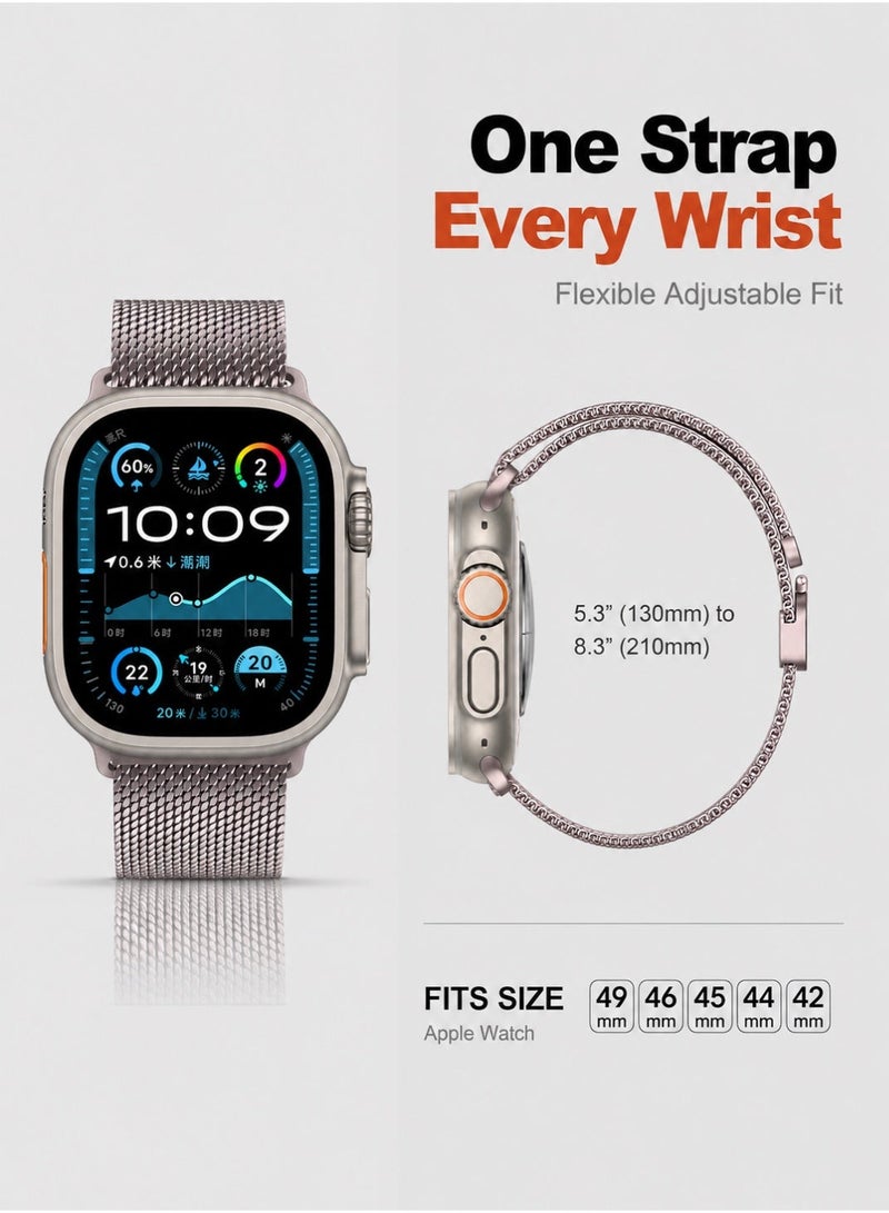 Saudi Select Titanium Milanese Loop Compatible with Apple Watch Bands 49mm 46mm 45mm 44mm for Men Women, Mesh Loop with Parachute-style Buckle for iWatch Ultra 2/Ultra Series 10 9 8 7 SE 2/SE 6 5 4 - Image 4