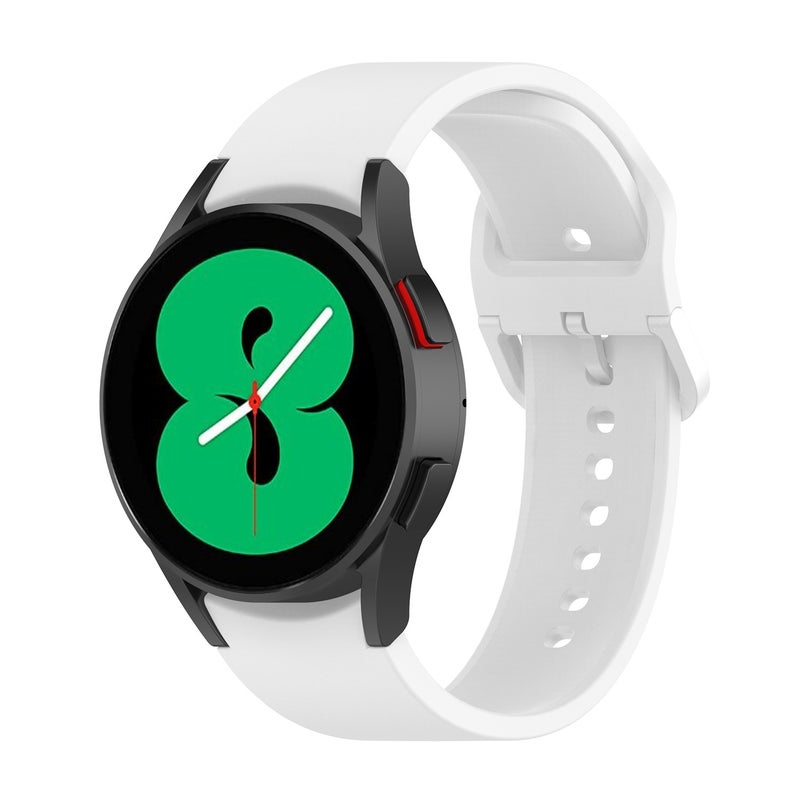 Replacement Strap For Samung Galaxy Watch4 40mm / 44mm Silicone Flat Buckle Watch Band(White) - Image 4