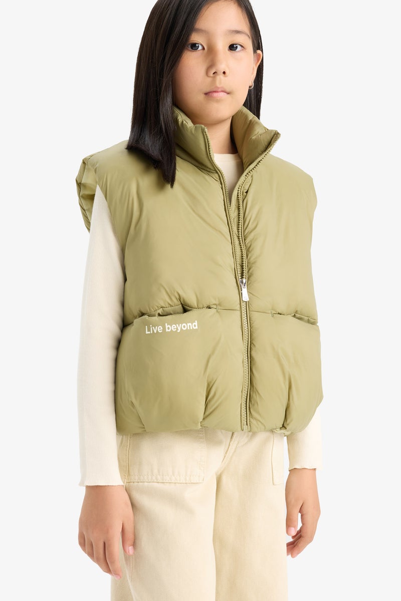 DeFacto Green Girl Girl Zippered Puffer Vest Casual - Image 1