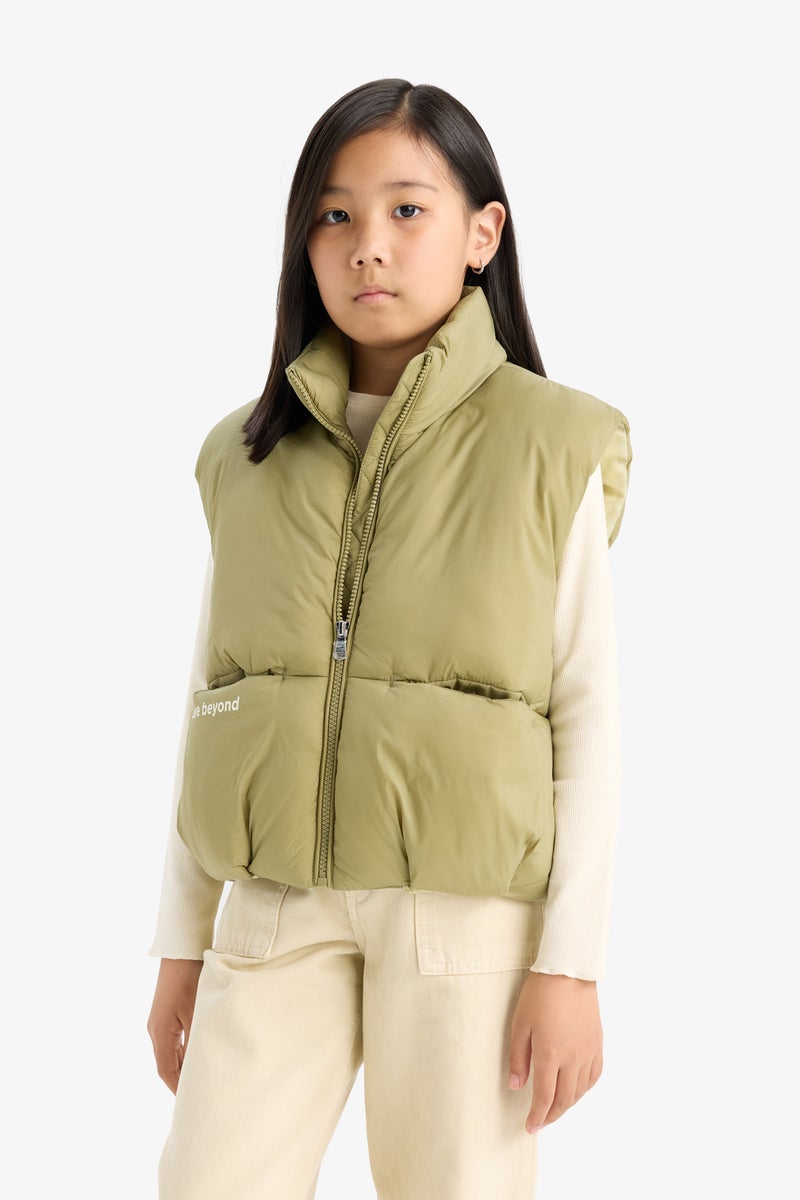 DeFacto Green Girl Girl Zippered Puffer Vest Casual - Image 3