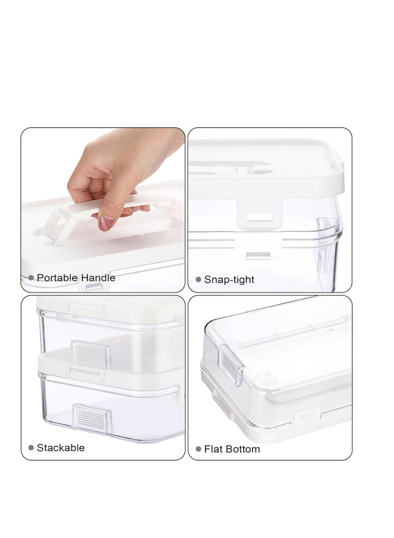 Clear Plastic Storage Box, Portable Project Case with Flap Lid, Storage Box for Pencils, Plastic Organizers Case for Craft Projects, Letters, Cards, Photos Beads Pencils Sticky Notes 2 Pack  - Image 4