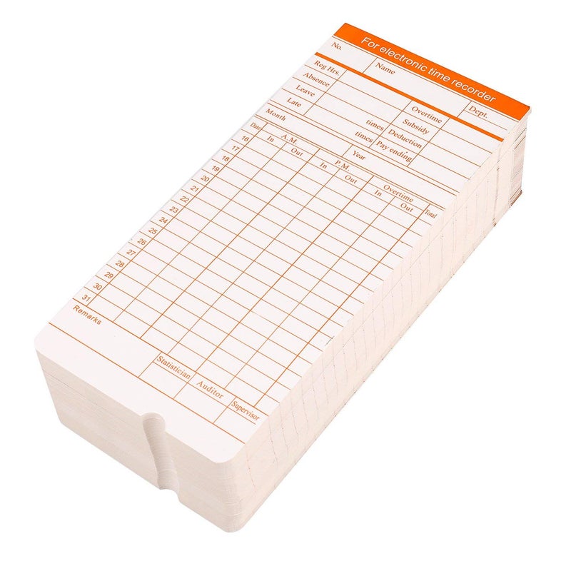 Flexzion Time Cards, Monthly Timesheet, Clock Timecard - 270 Pack, 6 Column 2-Sided Orange/Blue, Card for Time Punch Clock, Employee Attendance, Payroll Recorder, Small Business - Image 4