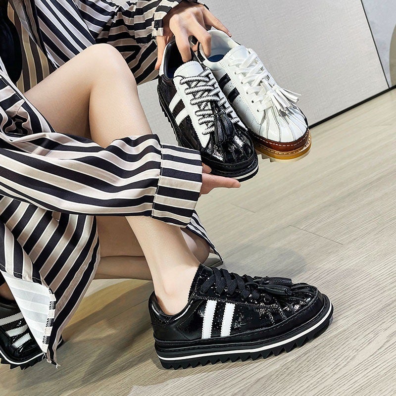 2025 New Style Chen Guanxi Joint Shell Toe Thick Sole Heightening White Shoes Men and Women Sports and Leisure Sneakers Trbottom - Image 4