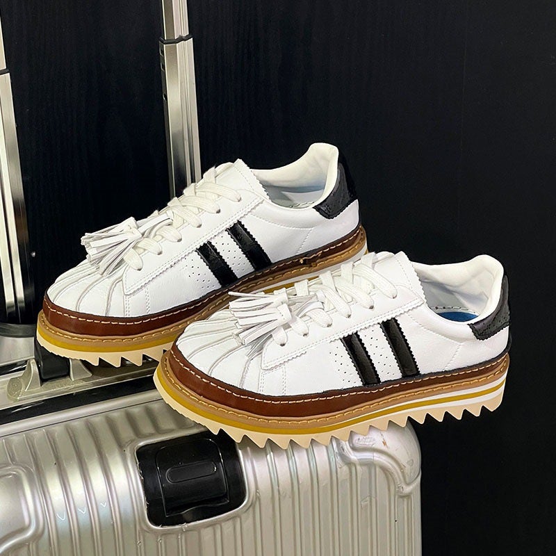 2025 New Style Chen Guanxi Joint Shell Toe Thick Sole Heightening White Shoes Men and Women Sports and Leisure Sneakers Trbottom - Image 2