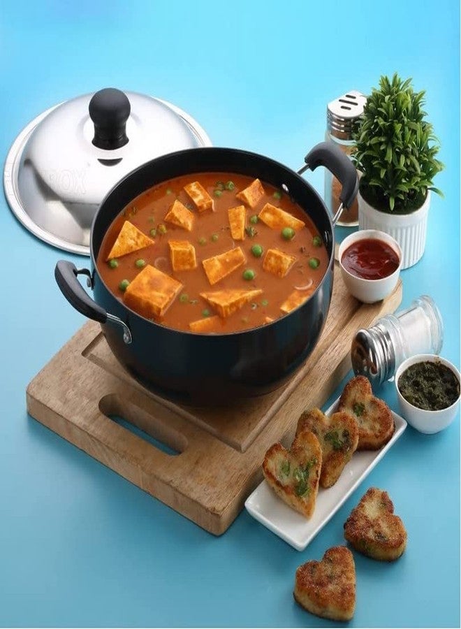 RBGIIT Hard Anodised Induction Kadhai 3 mm Thick - 2 Liters - Heavy Quality with SS Lid Induction Bottom Cookware Set (Hard Anodised, 1 - Piece)_7 - Image 2