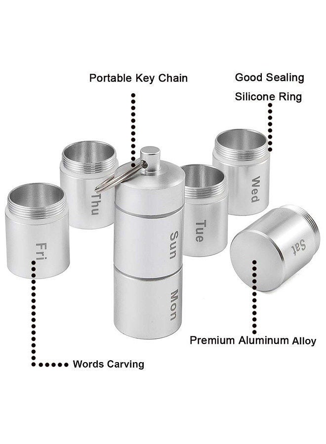 Pill Organizer Aluminum Alloy Weekly Pill Box for Travel 7 Day Pill Case Daily Medicine Organizer Waterproof 7 Compartments Pill Container for Vitamins Fish Oil Supplement  - Image 5